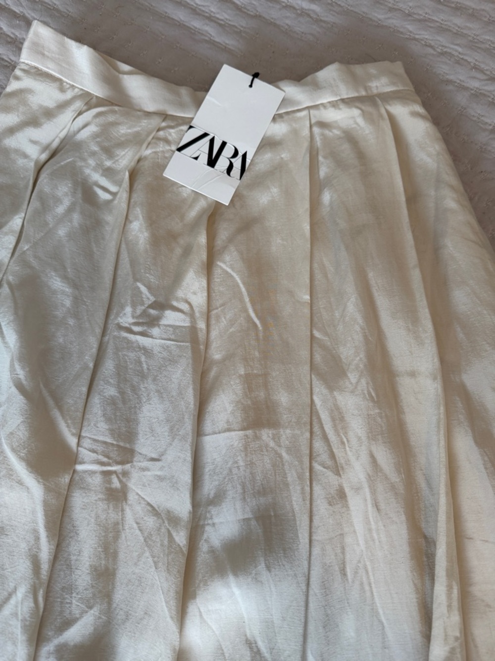Zara Cream Bubble-Hem Midi Skirt XS NWT Fabulous❤️ - Picture 4 of 6